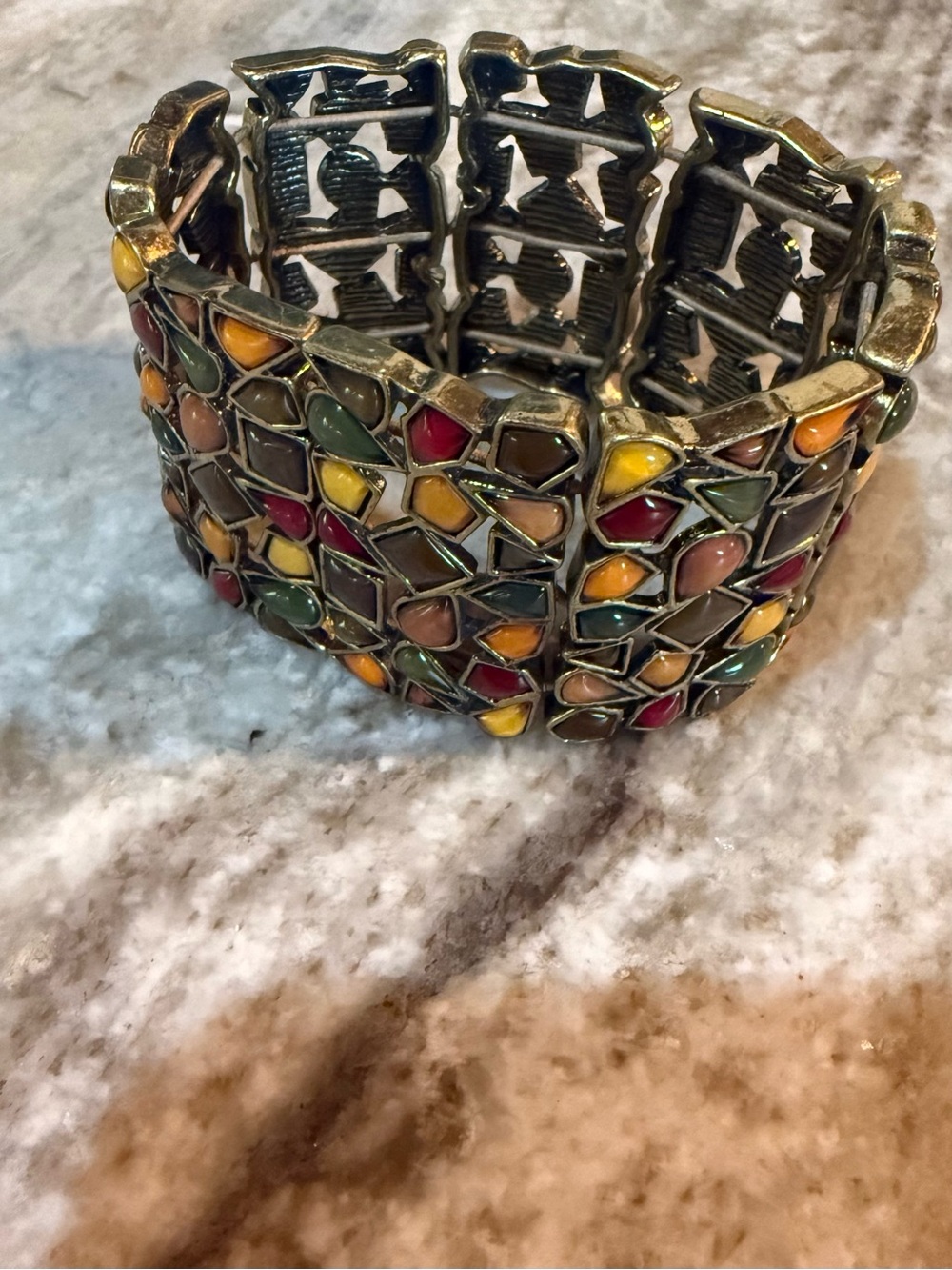 Lia Sophia "Mosaic" multi-color geometric stretch cuff bracelet